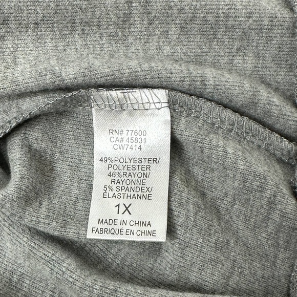 Chaser Womens Star Print Pullover Sweater Plus Size 1X Gray Crew Neck NWT - Picture 4 of 5